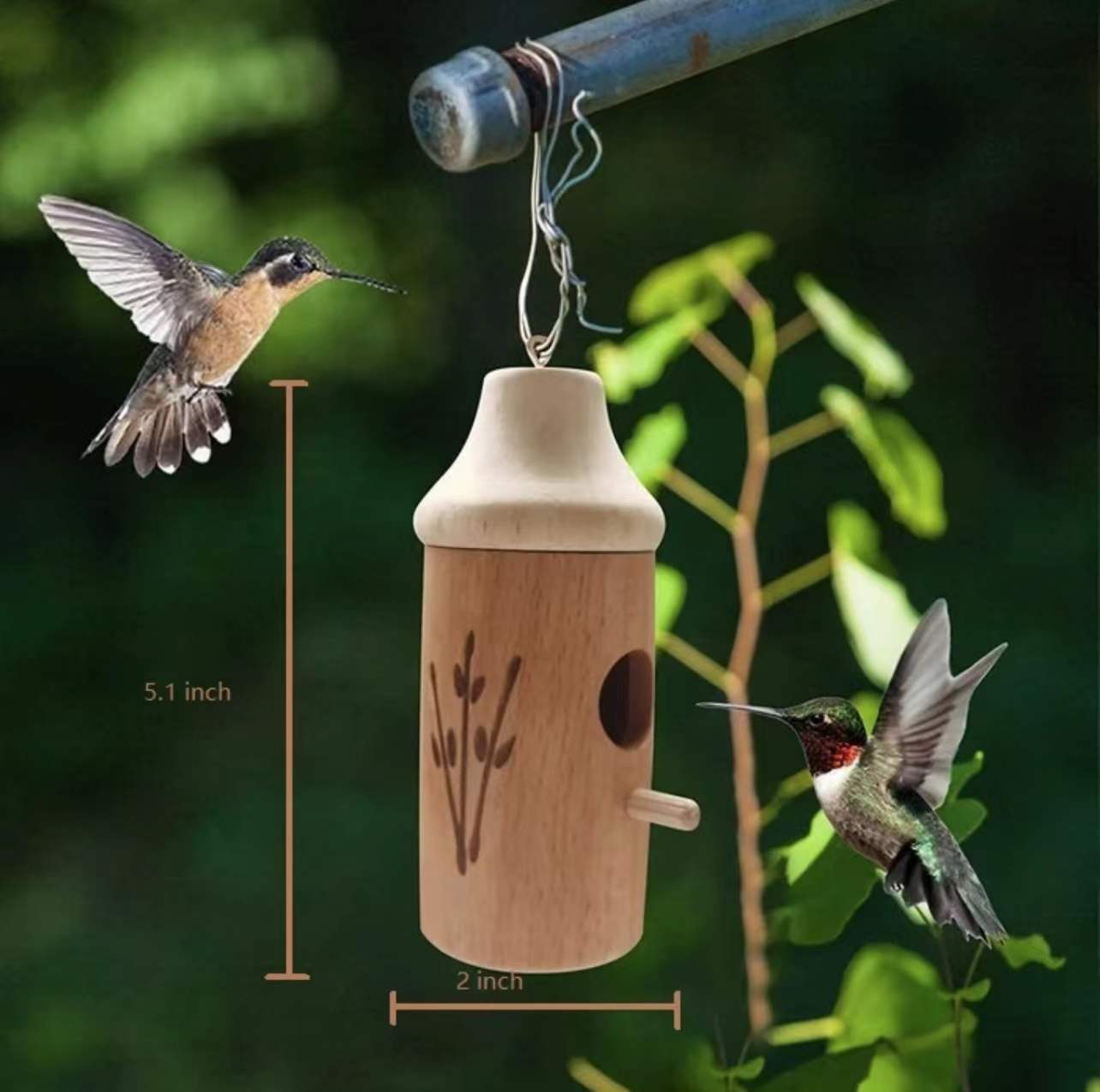 Hummingbird House Outdoor Garden Patio Hanging Hummingbird House Resin Bird Feeder Charming Decor — image 2