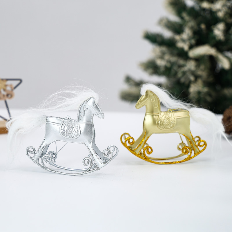 Christmas Decoration Swinging Wooden Horse Ornament, Christmas Gift Desk Decoration, Plastic Ornament, Christmas Tree Hanging Decor — image 2