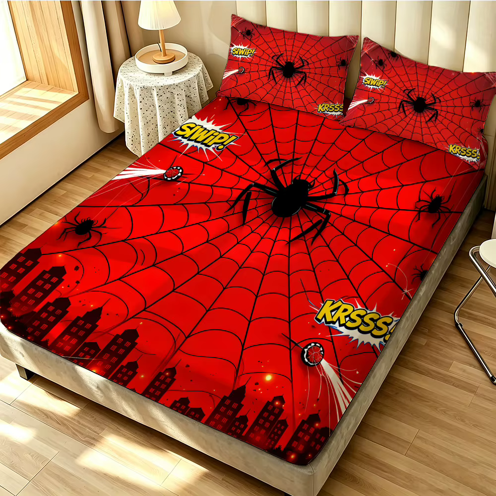 Juego de Sábanas sin Relleno de Verano con Estampado de Araña 3 Piezas, Varios Tamaños, Ropa de Cama Cómoda, Decoración, Lavable a Máquina — imagen 1
