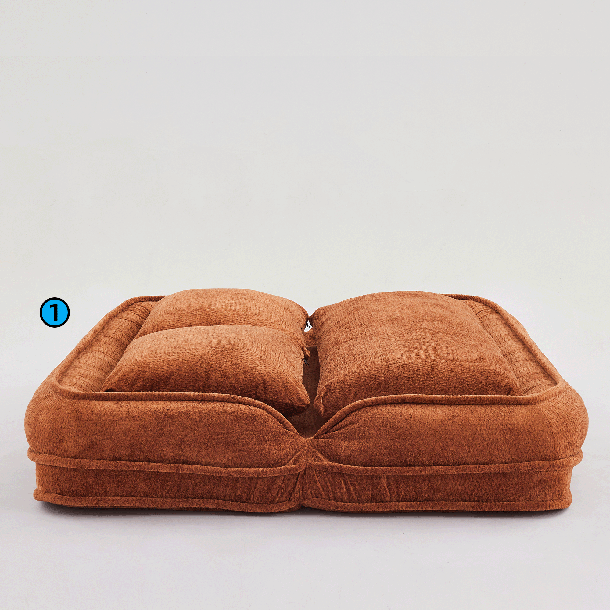 Silla de descanso doble para perros, Sofá relajante, Silla de amor, Adecuada para ti y tus mascotas, Couch de piso extra grande, Puedes sentarte o acostarte, 2 en 1, 5 posiciones ajustables, Almohada rellena, 2 asientos, Chenille naranja — imagen 10