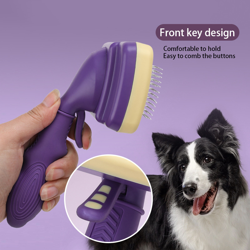 Pet Products Cat Automatic Hair Removal Comb Knot Removal Pet Comb One Button Hair Removal Comb — image 3