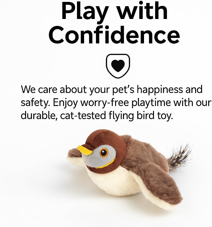 Cat Toys Flapping Bird (DON'T FLY)USB Interactive Flying Bird Cat Toys Electronic Pet Simulation Sparrow Toy US — image 2