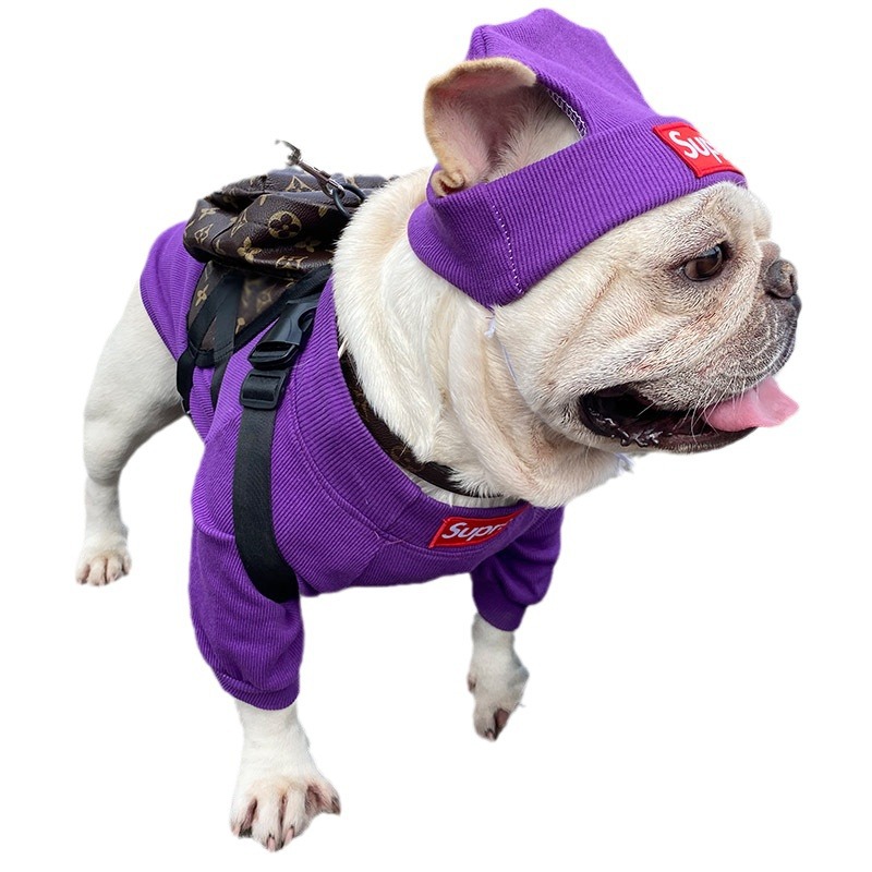 Pet Clothing Trendy Brand Street Dog Clothes Fighting Teddy Schnauzer Bottom Coat Hat Set — image 5