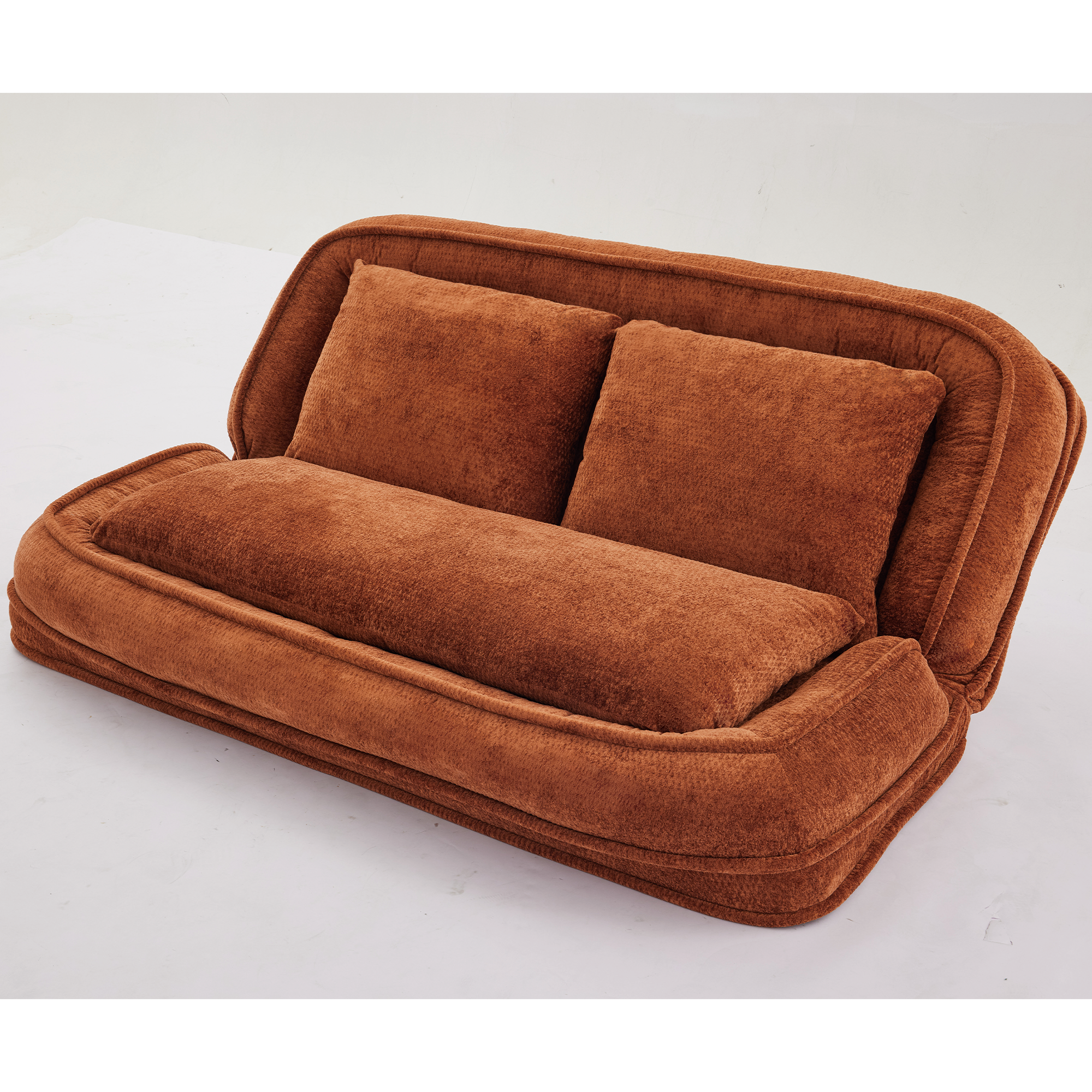Silla de descanso doble para perros, Sofá relajante, Silla de amor, Adecuada para ti y tus mascotas, Couch de piso extra grande, Puedes sentarte o acostarte, 2 en 1, 5 posiciones ajustables, Almohada rellena, 2 asientos, Chenille naranja — imagen 21