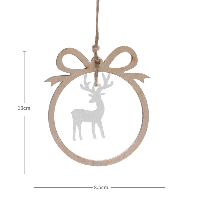 Christmas decorations, wooden Christmas hollowed out Christmas tree ornaments, wooden five pointed star reindeer snowflake ornaments — image 9