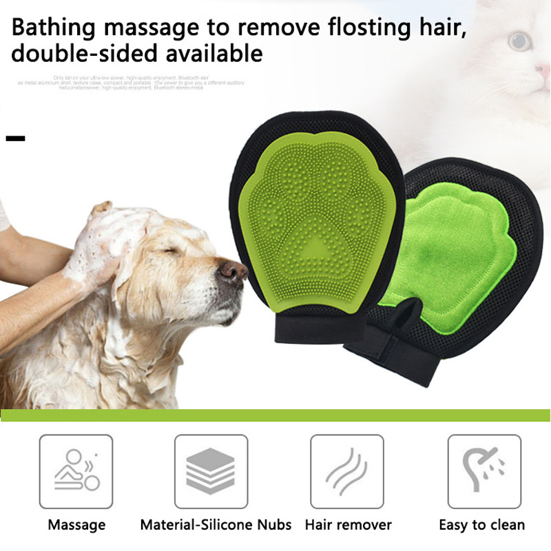 Conjunto de baño para mascotas 3 piezas multifuncional - Guantes de masaje, cepillo de cerdas rectas y peine con agujas — imagen 3