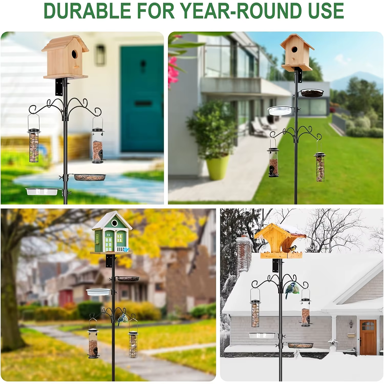Kit de Soporte para Palomas con Pole de 80 Pulgadas - Montaje Ajustable para Colibríes, Poste Universal con 5 Ganchos, Balaústres contra Ardillas, Complementos y Platos de Alimento para Jardín — imagen 6