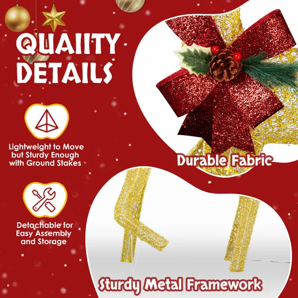 Set de 3 Piezas de Renos Navideños Iluminados para Decoración Exterior, Familia de Ciervos 2D Resistente a la Intemperie, Decoración Navideña con 200 Luces LED Blancas Cálidas Preinstaladas y Estacas, Dorado — imagen 6