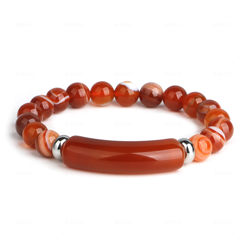 Cinta de Hilo Elástico Joyería Tejida Rosa Cristal Agata Natural Ojo de Tigre Collar — imagen 7