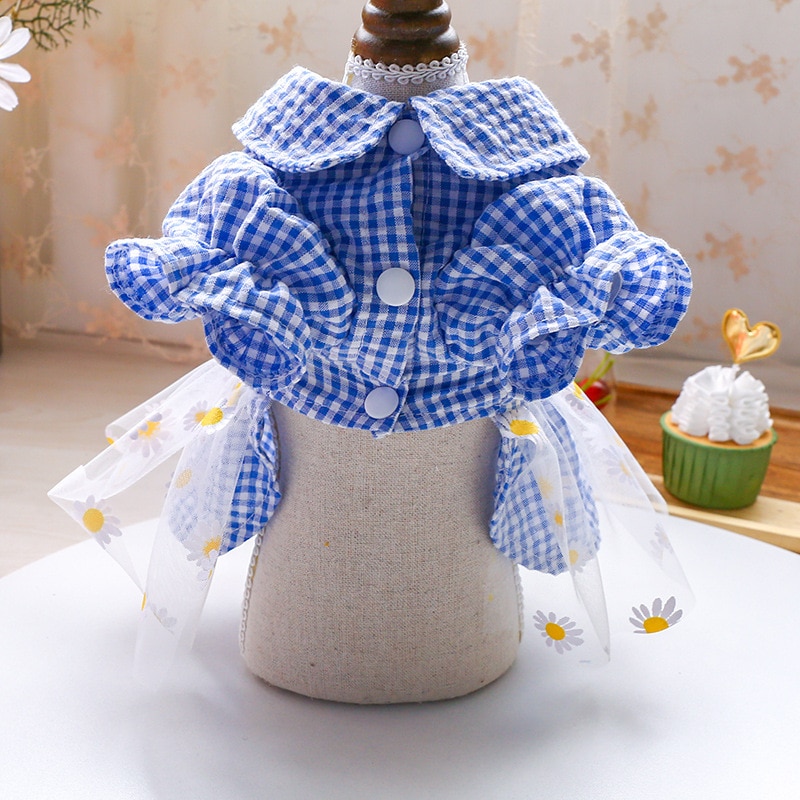 Vestido de verano para perros, falda princesa, teddy, rejilla, vestido Pettiskirt, ropa para mascotas, disfraz de cachorro, ropa de primavera para mascotas — imagen 5