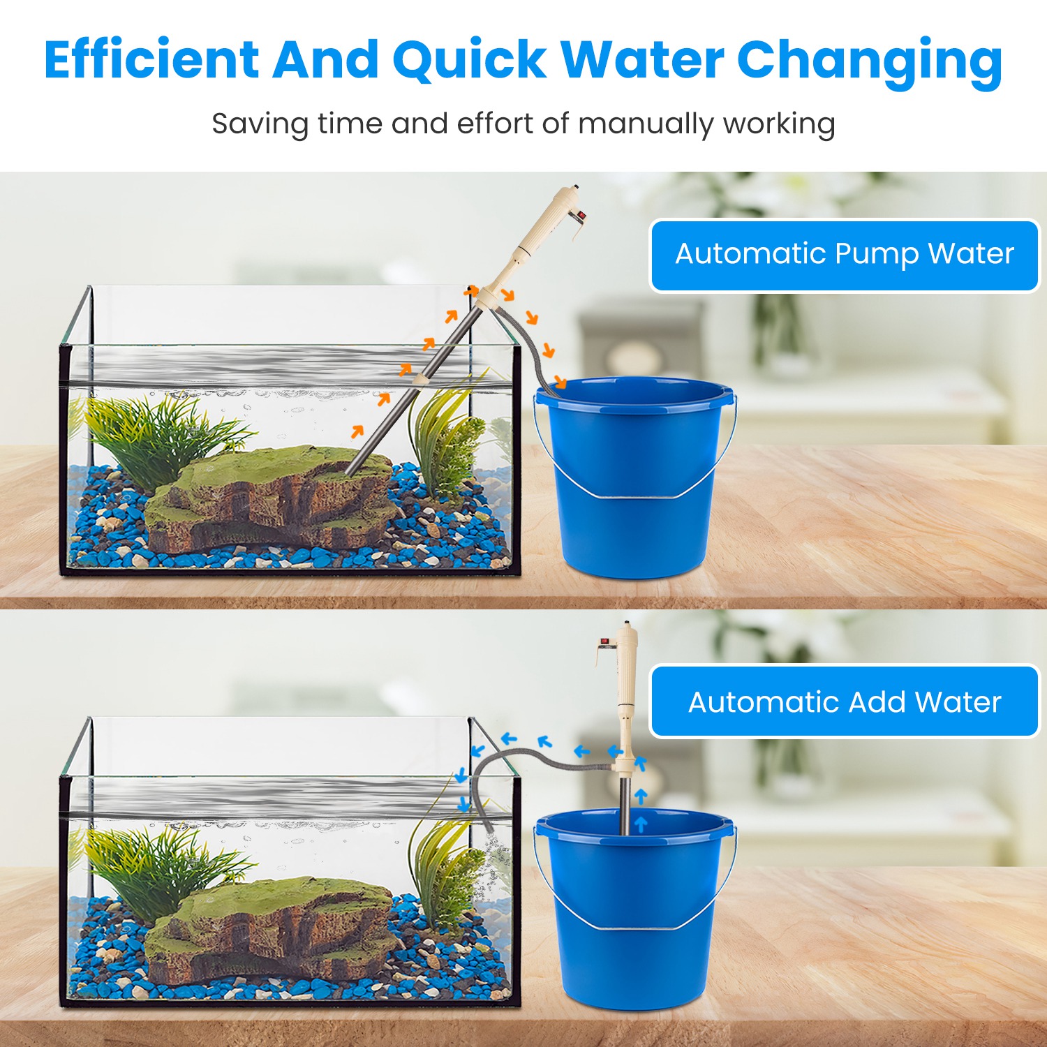 Kit Limpiador Eléctrico Multifuncional de Grava Para Acuario, Longitud Ajustable, Aspiradora Automática Para Pecera, Cambio de Agua, Lavado de Arena y Eliminación de Suciedad — imagen 10