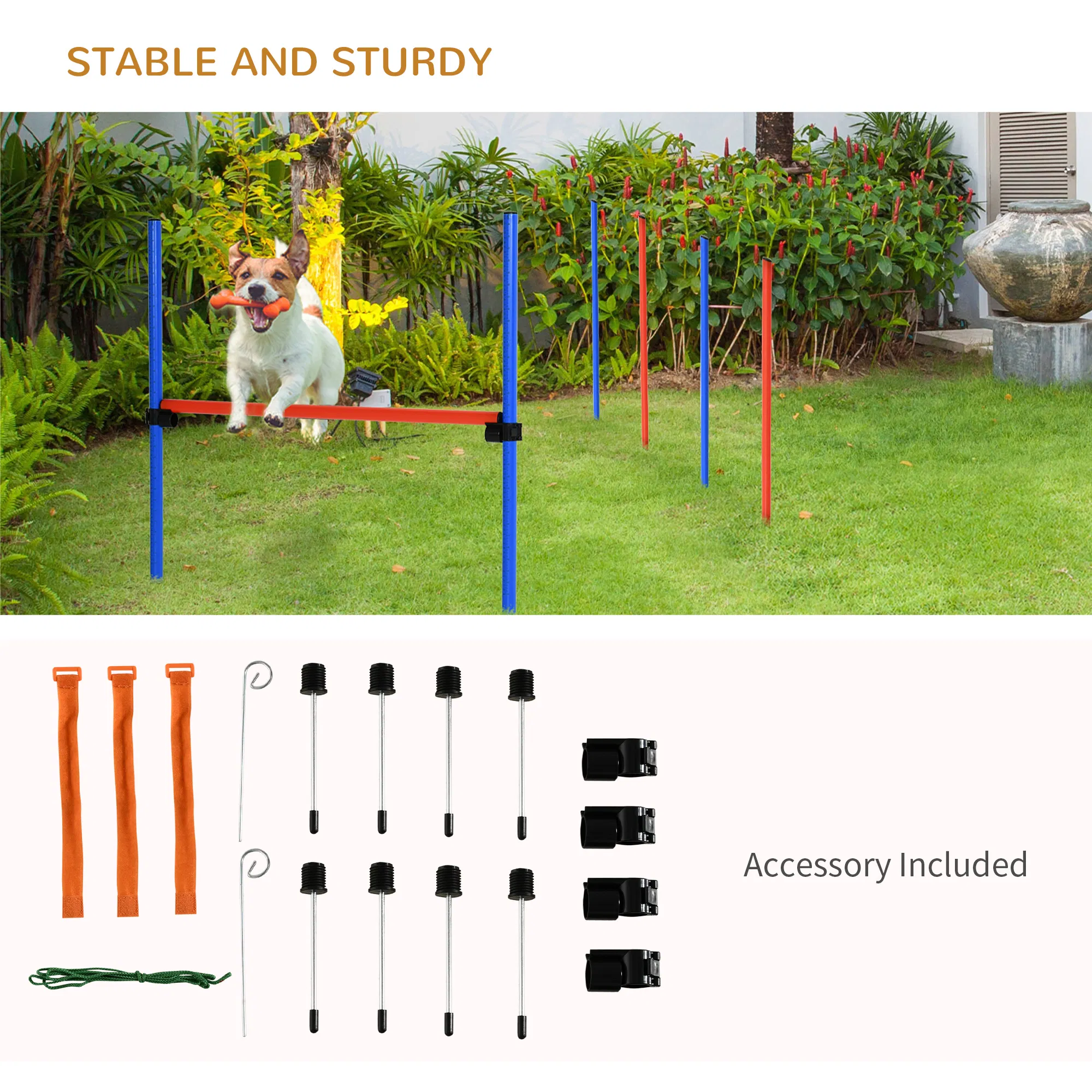 Dog Pet Agility Training Kit High Jump Weave Pole Ring Obedience Training Set Adjustable Equipment Portable — image 6
