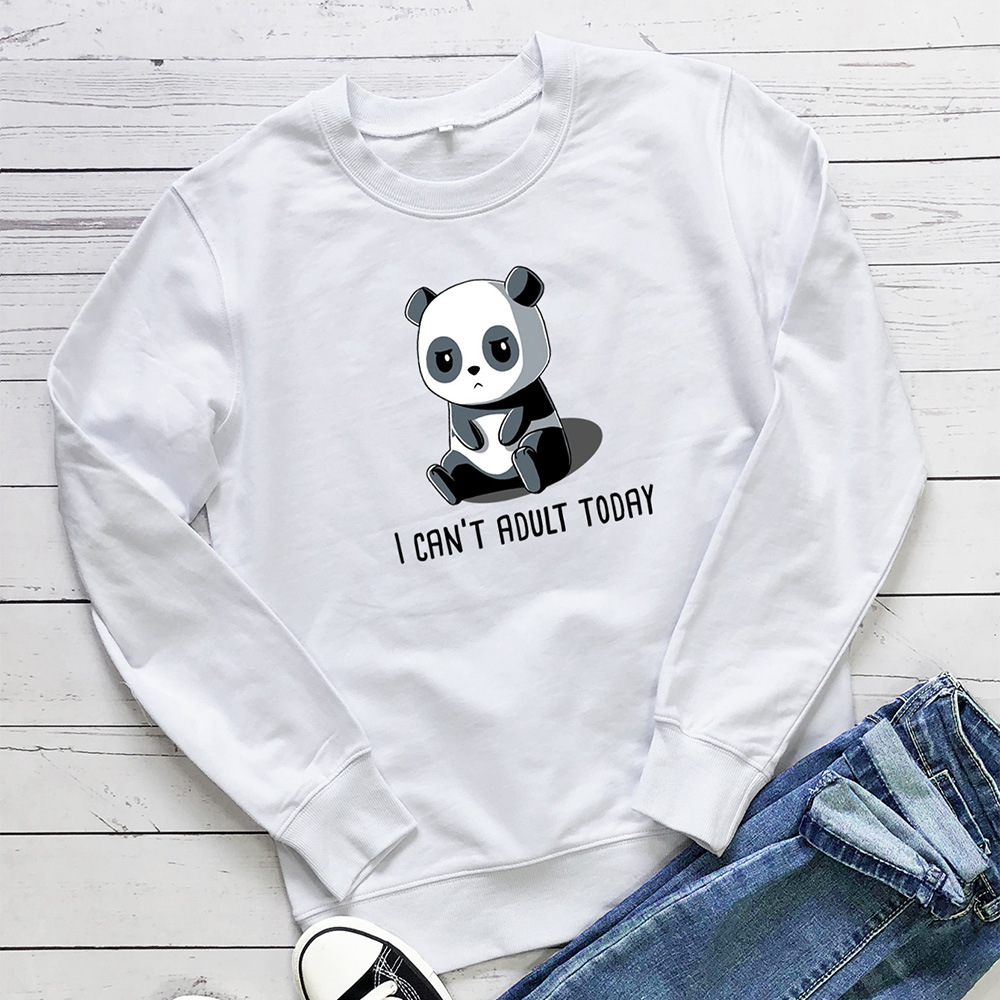 I CAN'T ADULT TODAY letter panda printed hoodie — image 3