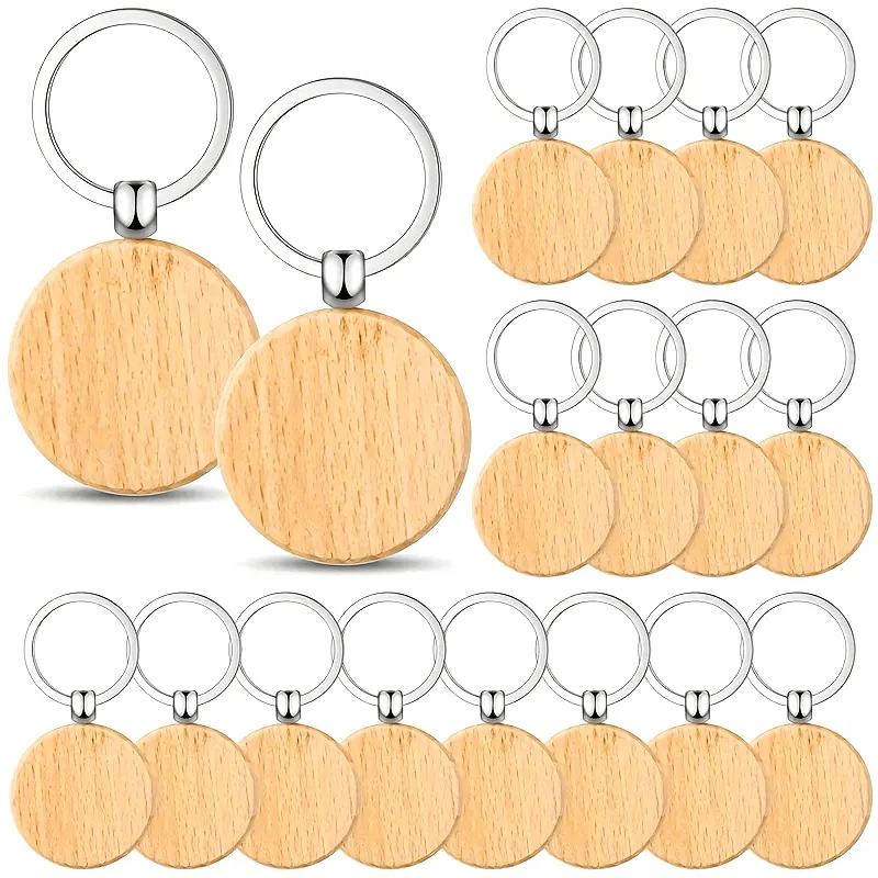 Set de 30 Llaveros de Madera - Llaveros Redondos de Madera Artesanales, Ideales para Manualidades, Sets Personalizables para Hacer Llaveros, Llaves de Auto, Etiquetas para Mochila, Accesorios para Mascotas y Decoraciones Navideñas — imagen 8