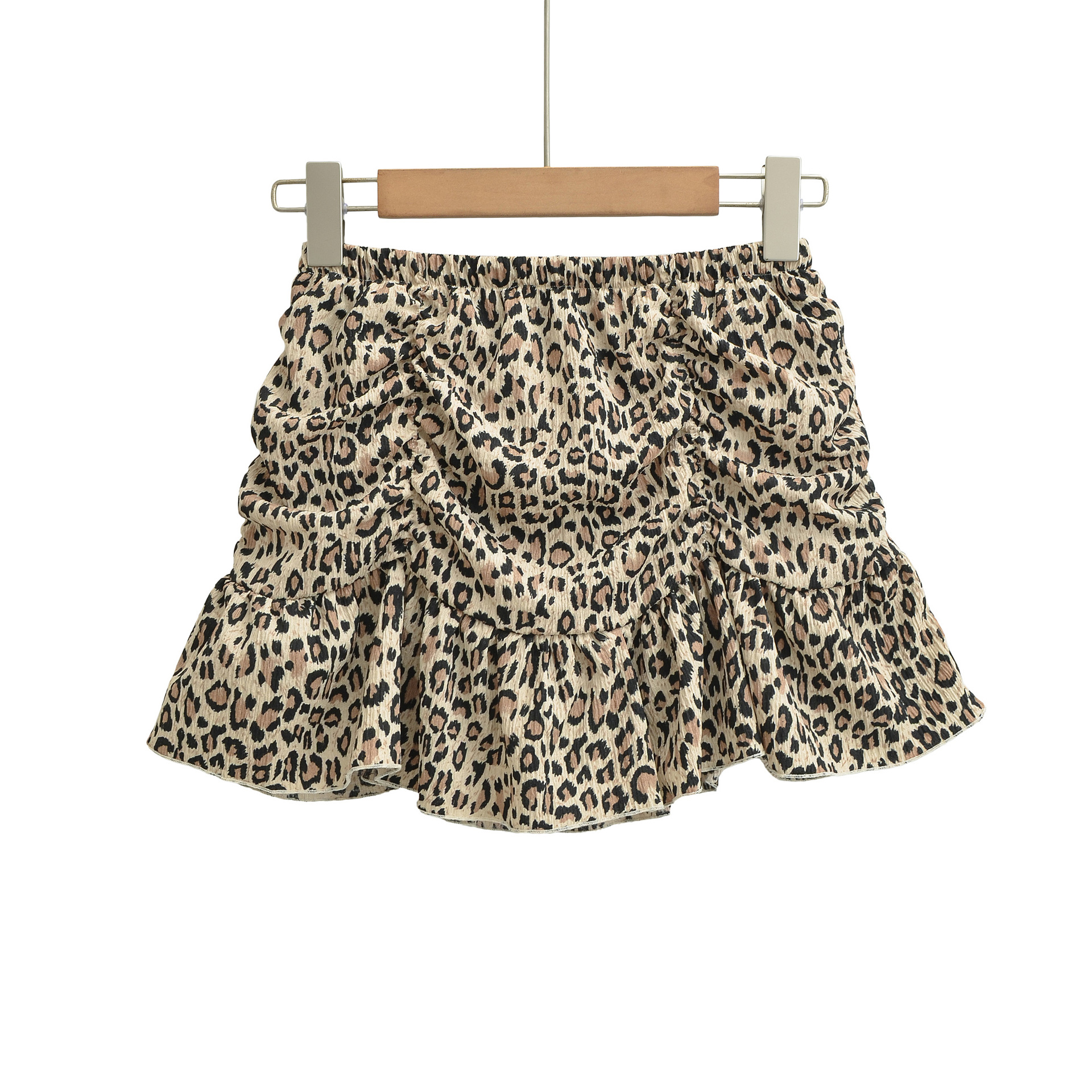 Leopard Print Tie-Up Mini Skirt for Women, Unique Umbrella Skirt, A-Line Midi Skirt — image 4