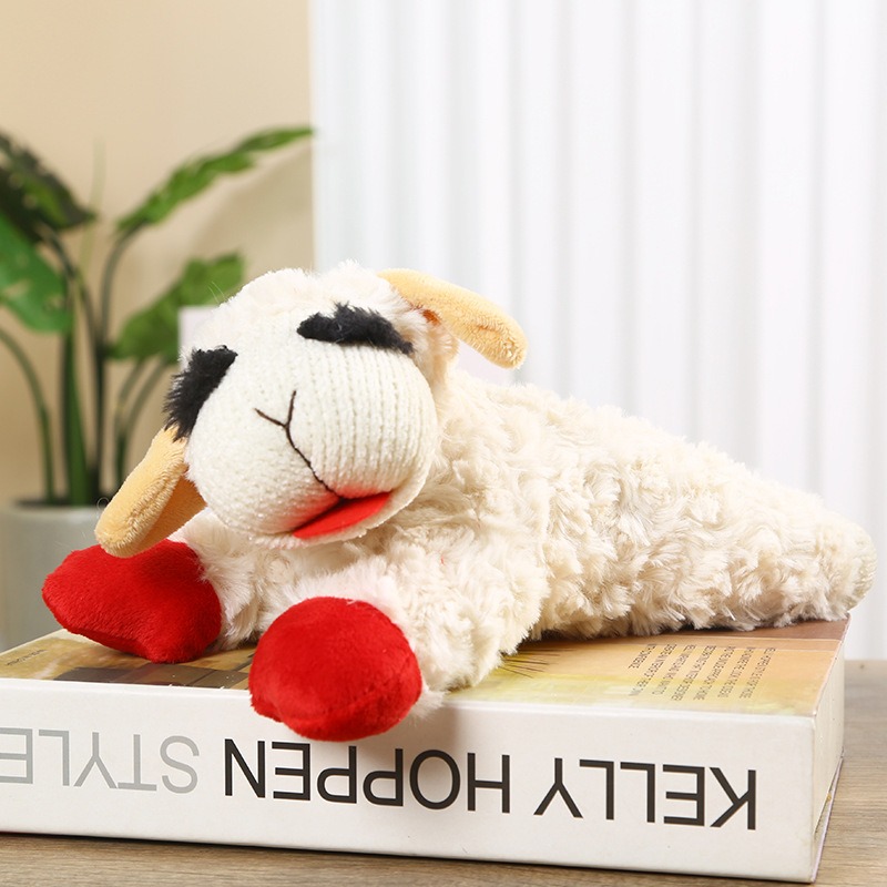 Muñeca de peluche juguete para mascotas con sonido fuerte, muñeca corderito, muñeca alpaca panda de peluche — imagen 4