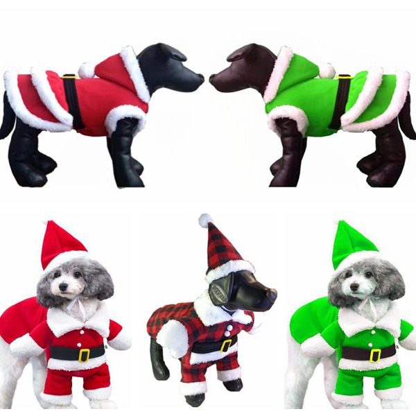 Ropa para mascotas con ropa de peluche para perros pequeños, ropa de invierno y verano con trajes de Papá Noel para gatos y perros — imagen 4