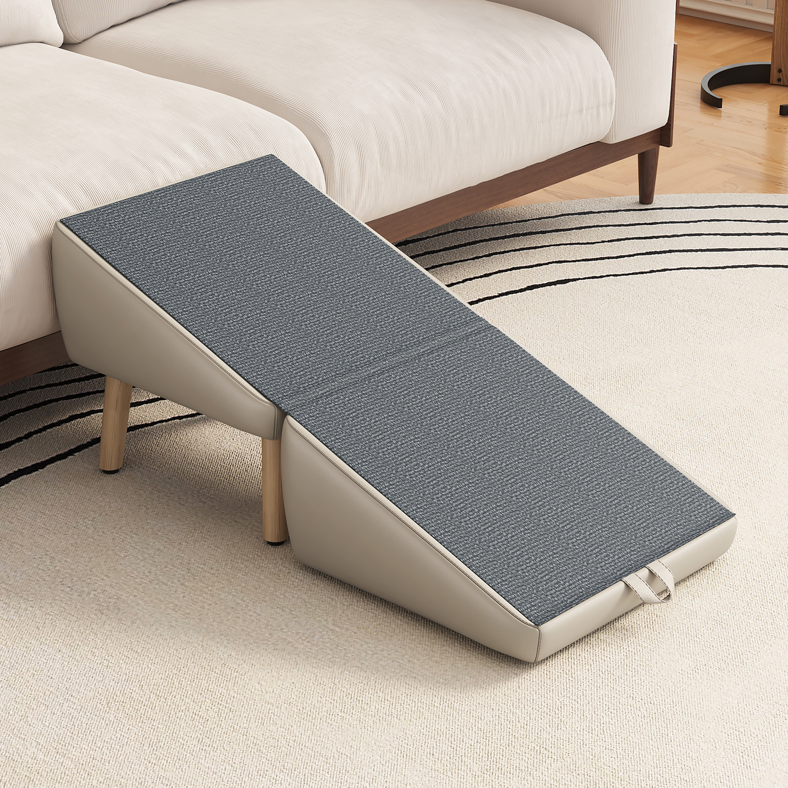 UPGRADED Dog Stairs for Small Dogs and Cats, Dog Ramp for Couch and Bed, Foldable 2-in-1 Wooden Pet Steps for Puppy, Split Ottoman Design (Light Grey) — image 26