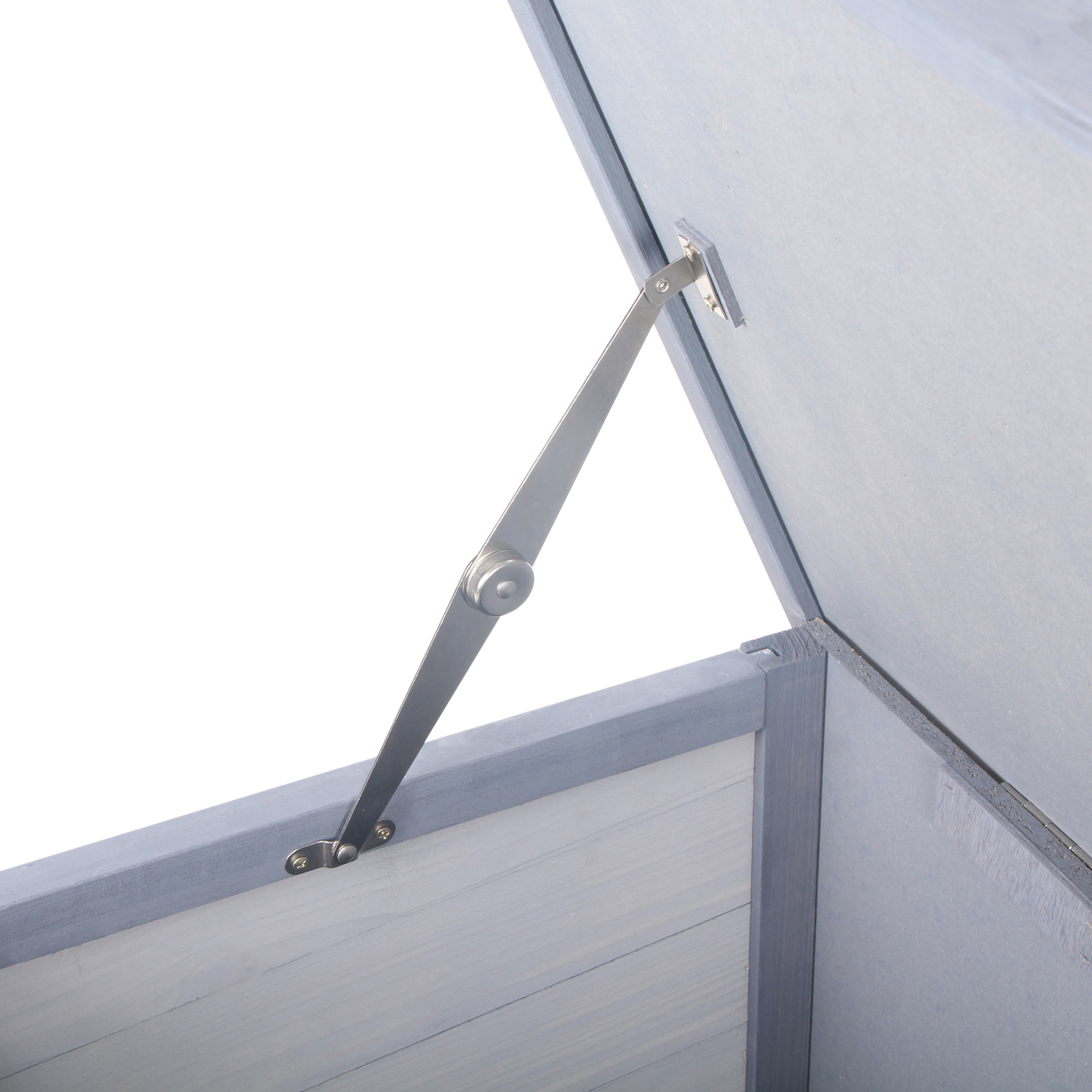 Caja de Madera para Conejos, Cuna para Conejos con Techo Impermeable, Plataforma Sin Derrames y Comedor, para Conejos, Pollos, Patos, Interior/Exterior, Gris — imagen 5