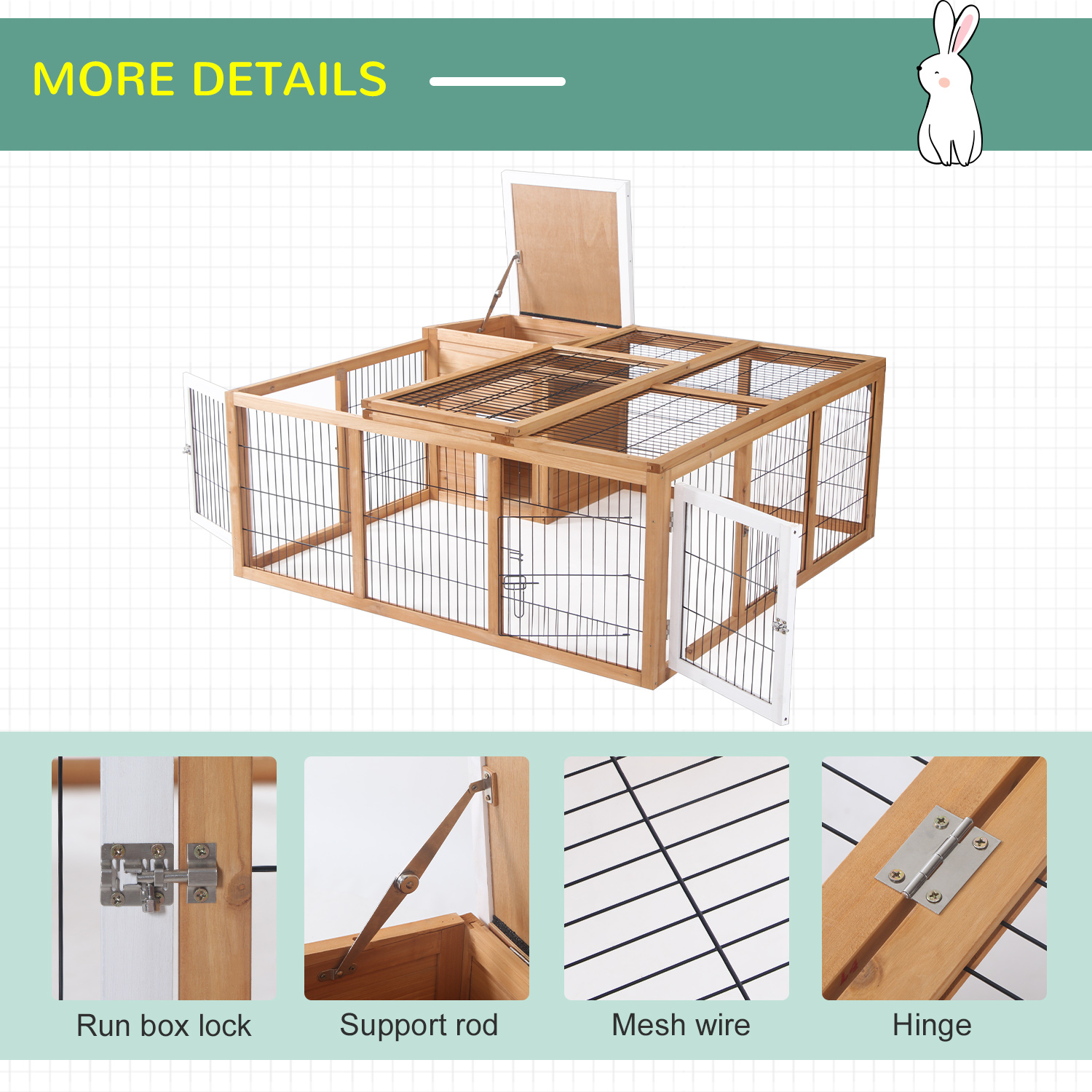 Casa para Conejos, Hogar Acogedor para Pequeños Animales con Ventilación Natural — imagen 4