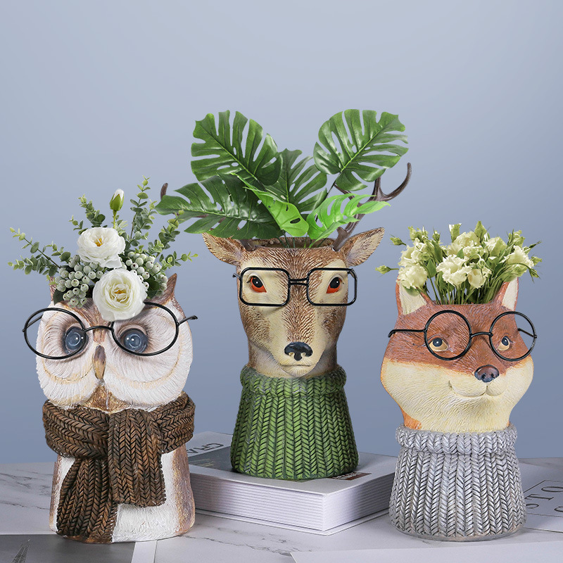 Resin Courtyard Garden Animal Flower Pot Vase Decoration — image 1
