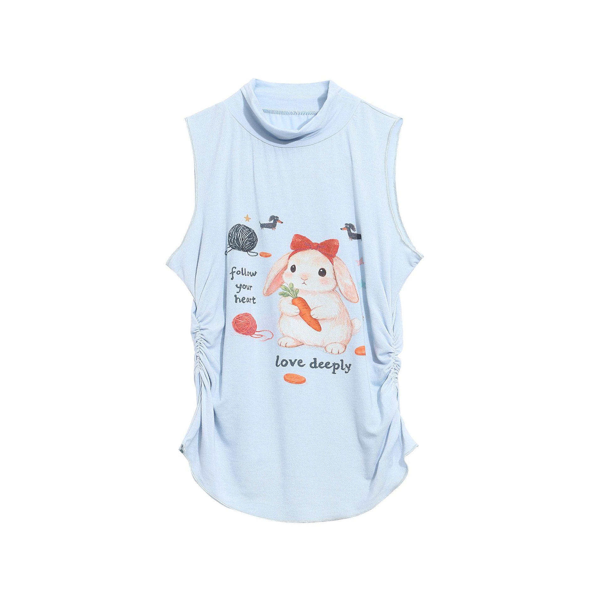 Cool Style Lace Patchwork Printed T-Shirt with Guitar Cat Pattern, Fitted Cropped Top — image 3