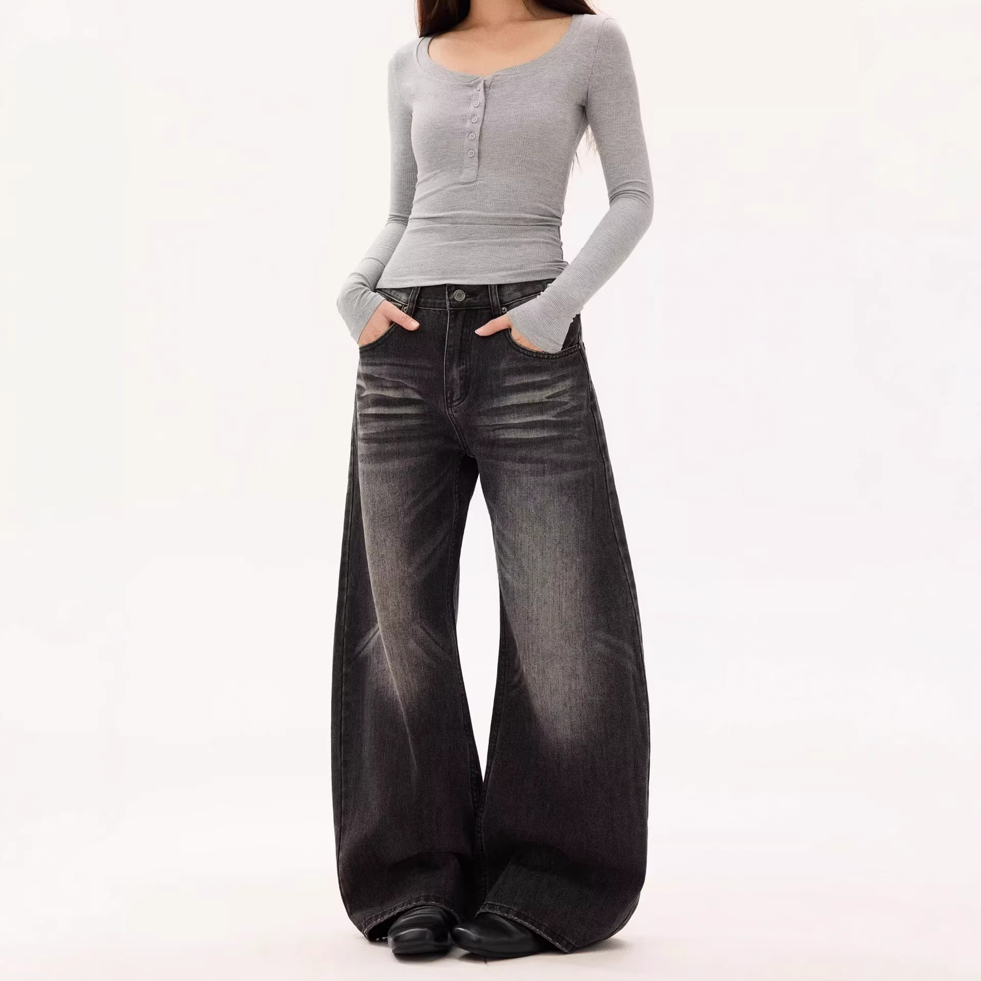 Pantalones de Jeans Relajados con Efecto Lava Gato — imagen 2