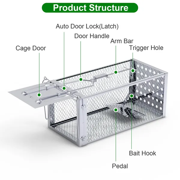 Single Door Rat Trap Cage Humane Rodent Trap Mouse Trap Indoor Outdoor For Small Rodents Mice Voles Hamsters — imagen 5