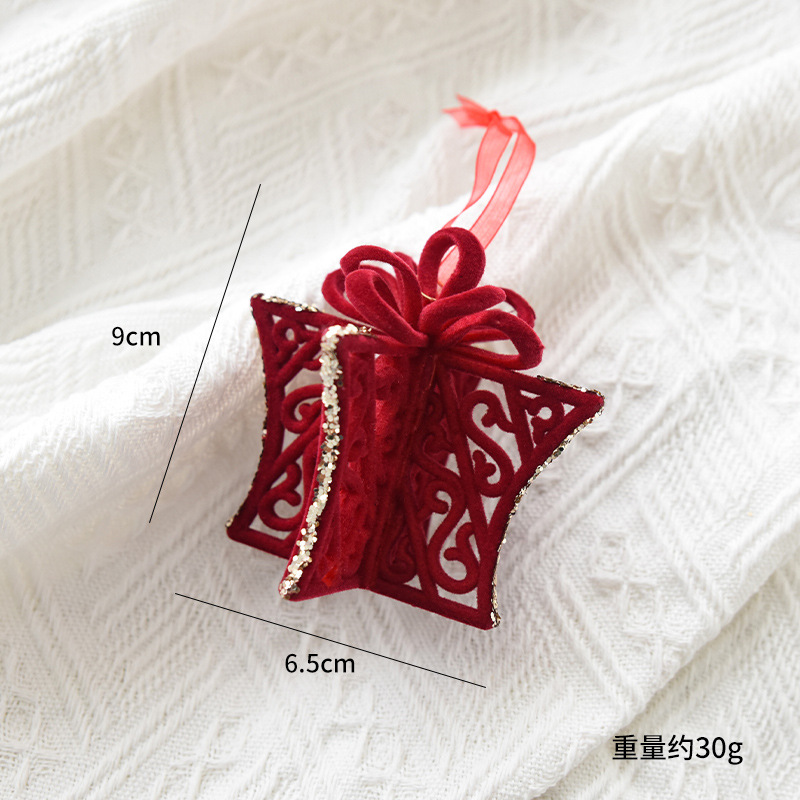 Christmas decoration red flocking elk bell pendant Christmas tree decoration ornaments — image 12