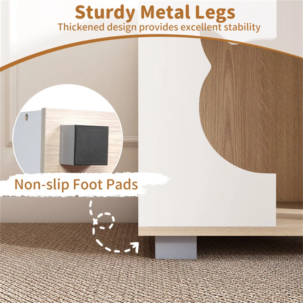 Multipurpose Wooden Cat House Nightstand, Sturdy Metal Base Anti-Slip Pet Furniture — image 5