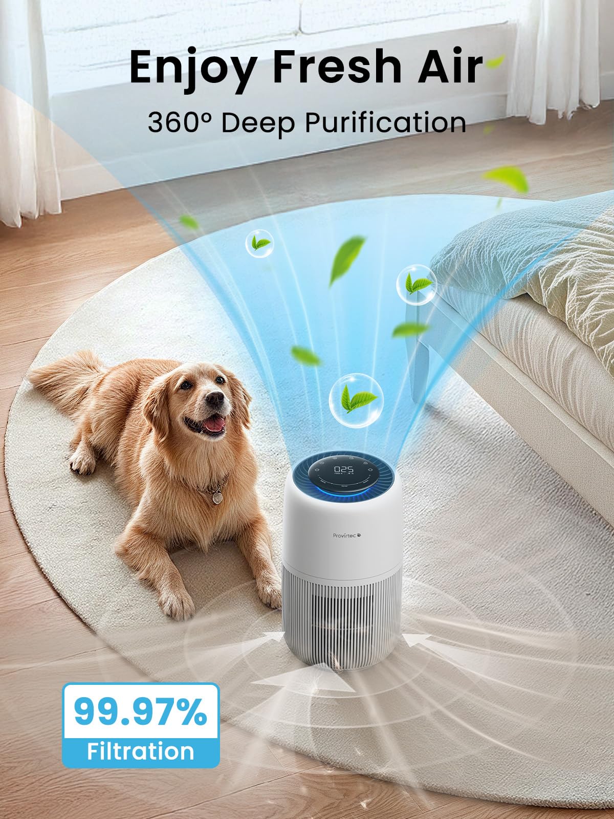 Pet Air Purifier Enhanced Activated Carbon Air Intake For Hair Odor Dander Allergies, 5-Stage H13 True HEPA, Pet Pre-Filter PM2.5 Auto Mode For Bedroom HomeP — image 6