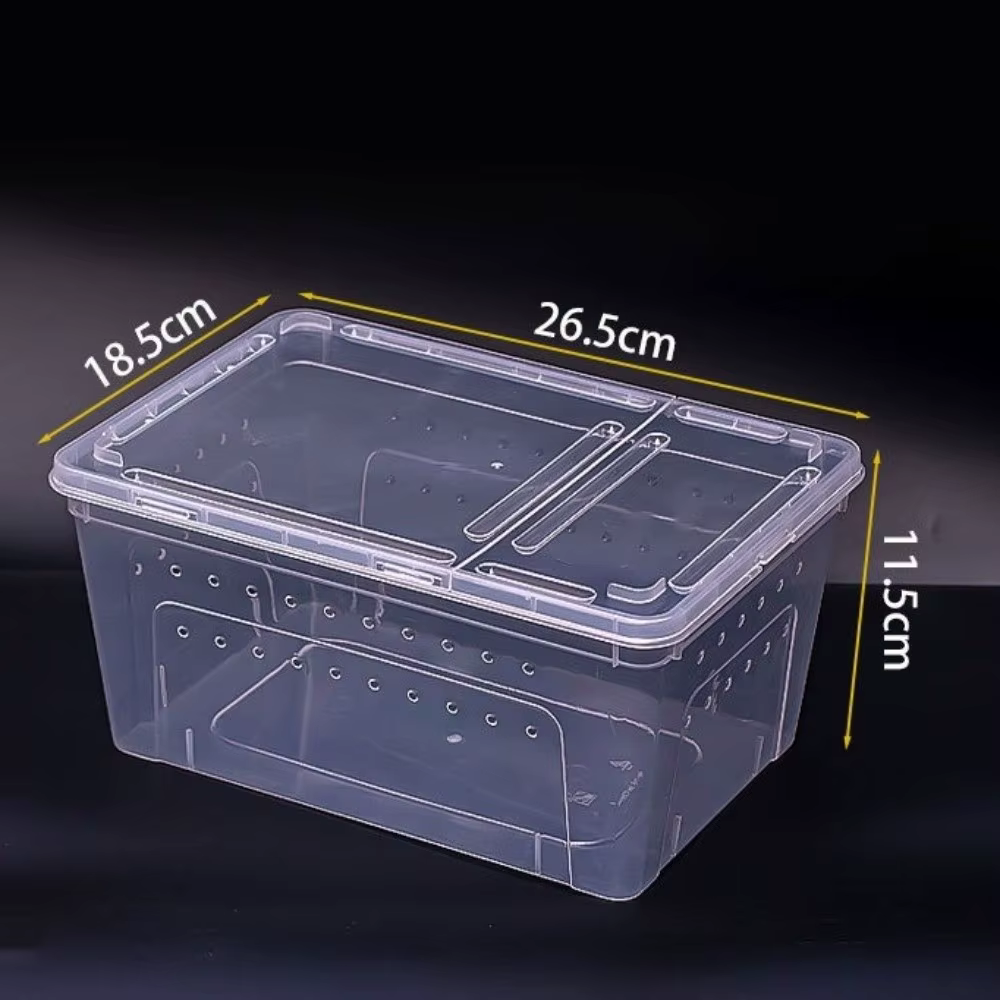 Caja de Cría Reptiliana Transparente Ventilada Apilable Transporte Seguro para Tortugas Contenedor con Visión Claro Prueba de Escape — imagen 5