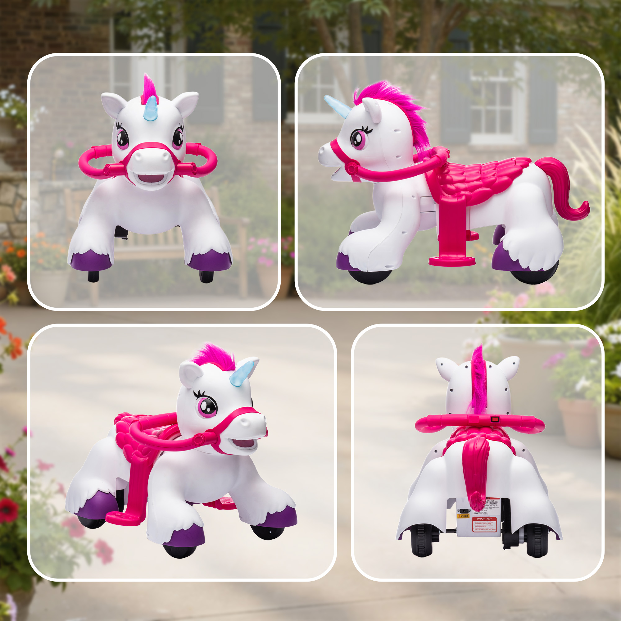 Caballo Unicornio de Paseo 12V con Zanahoria de Juguete, Peine y Sonidos de Animal, Para Niñas y Niños de 1.5 a 3 Años — imagen 6