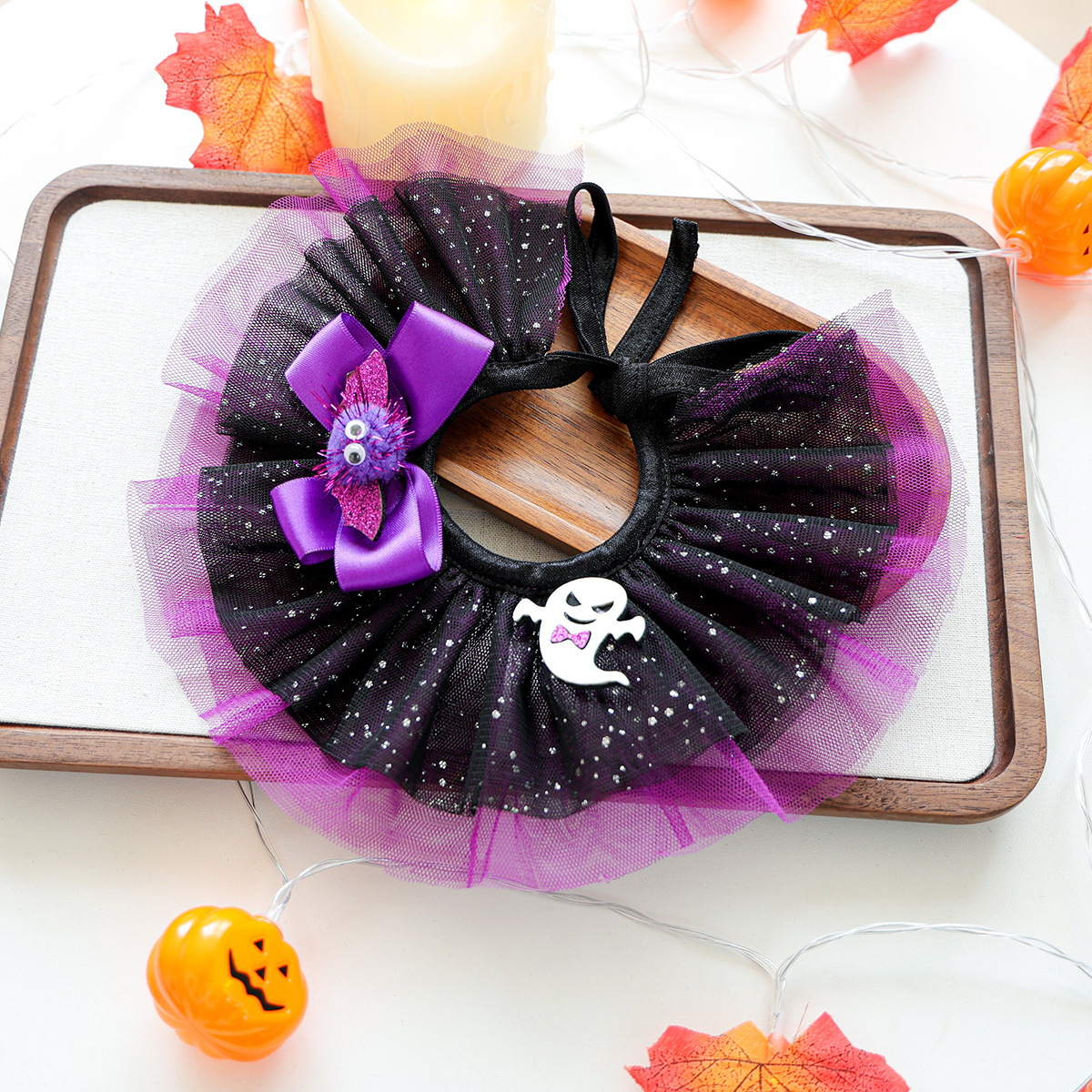 Bib de Goteo para Perros Pequeños con Disfraz de Brujo de Halloween — imagen 8