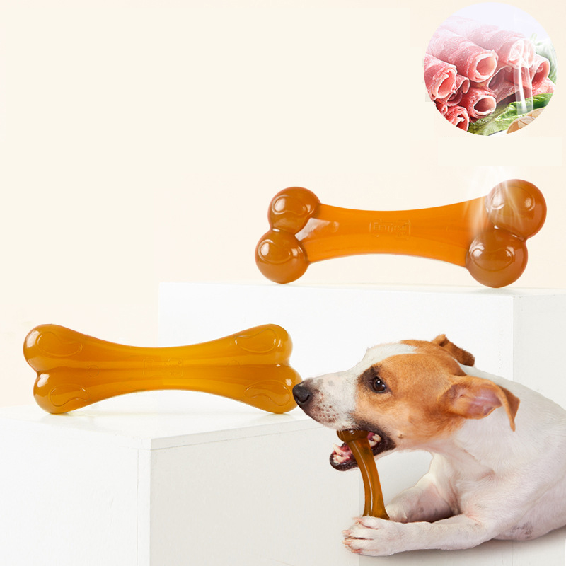 Juguetes para Perros Resistentes al Mordisco PU - Hueso Arqueado Sabor Carne de Buey para Cachorros y Perros Grandes — imagen 1