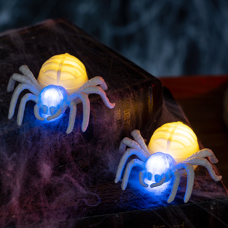 Halloween Decorative Glowing Eye Spider Lamp Party Decoration LED Dual-Color Night Light Candle Light — image 5