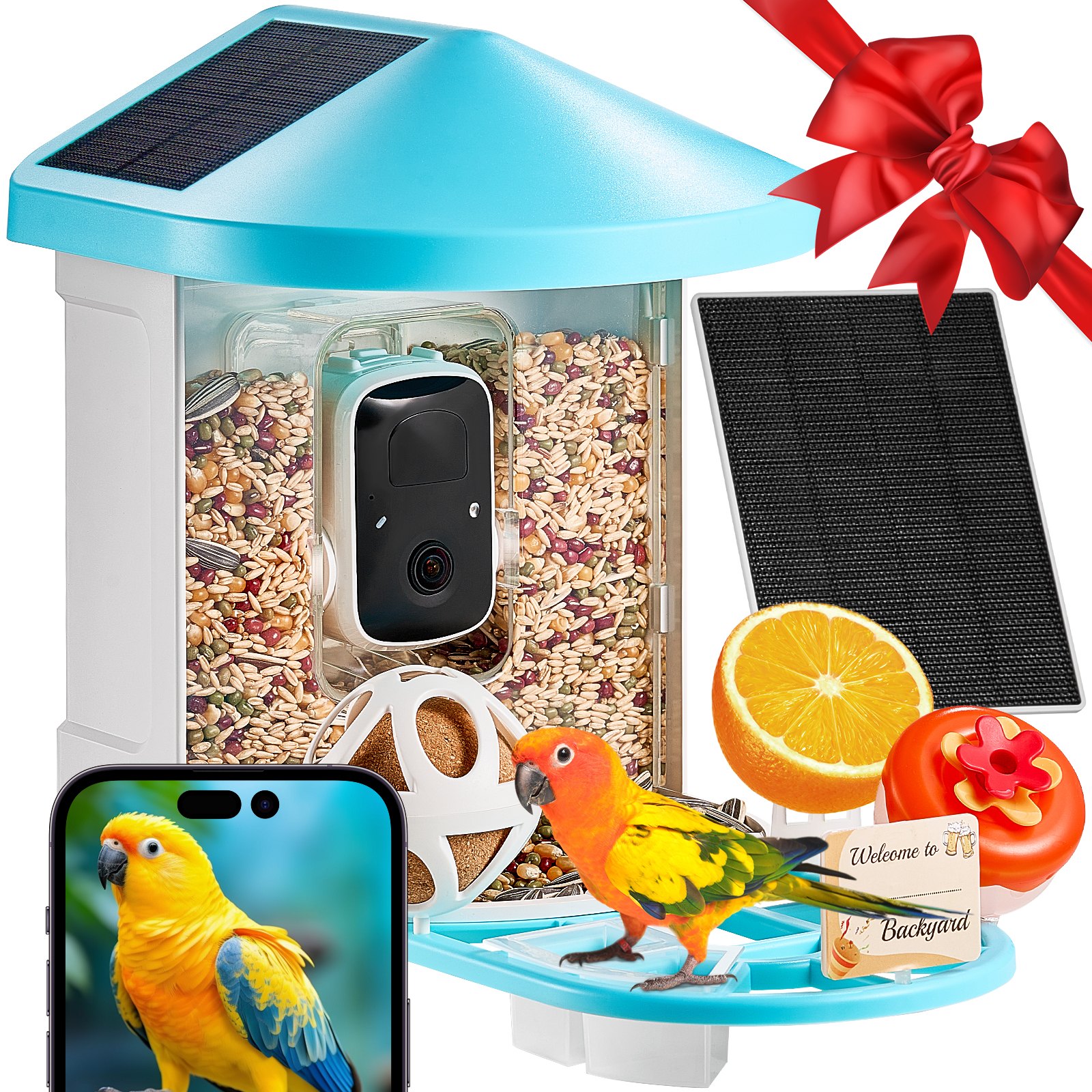 Comedor Inteligente de Pájaros con Cámara AI Identifica +10.000 Especies - Energía Solar — imagen 1