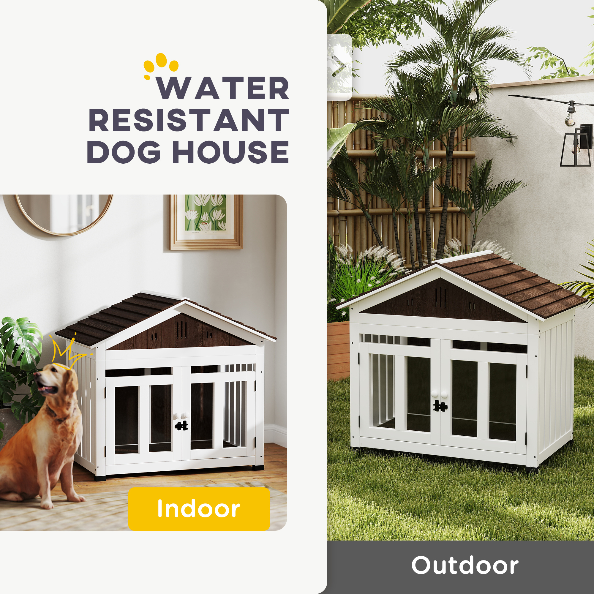 Casa de Perro en Madera L para Pequeños, Medianos y Grandes Perros con Ventilación y Piso Elevable Removible — imagen 4