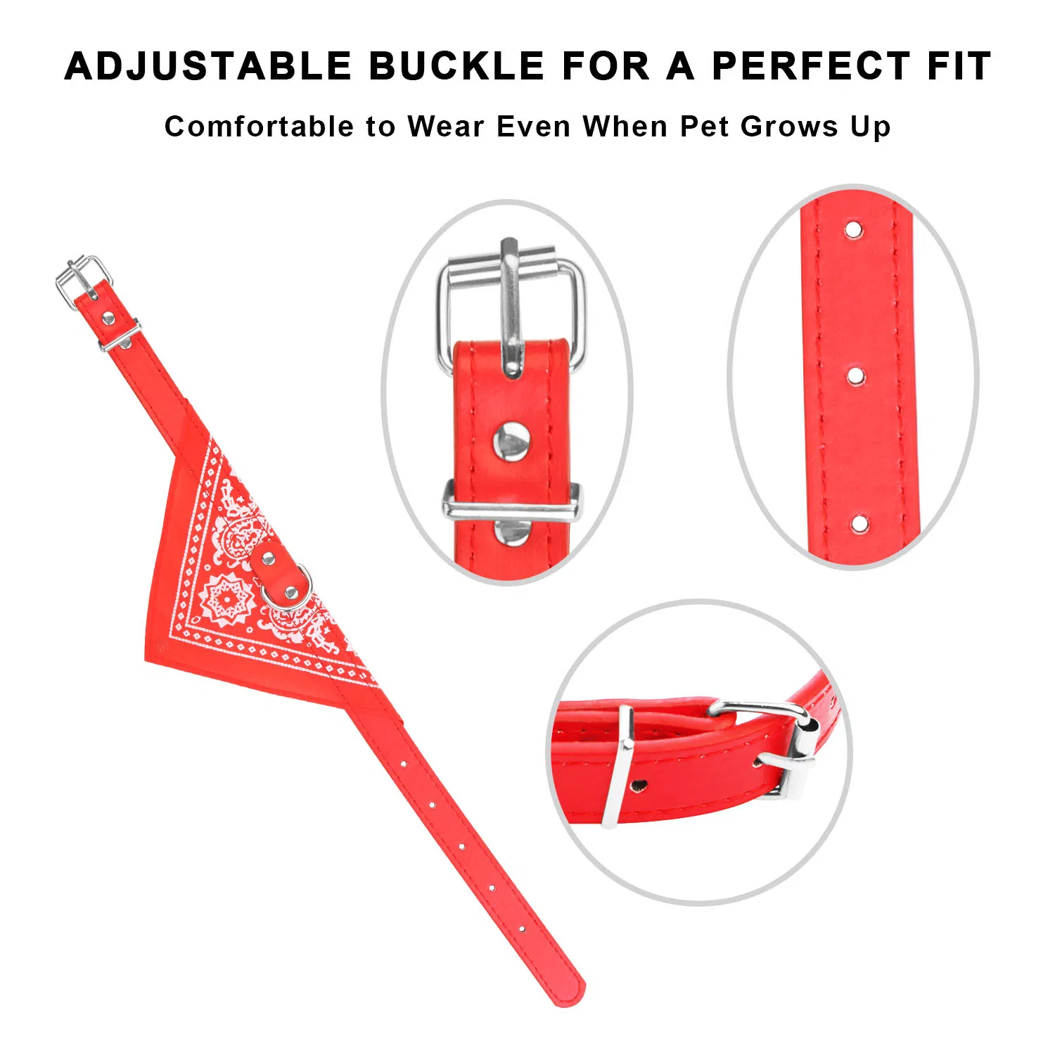 Adjustable Bandana Leather Pet Collar Triangle Scarf — image 5