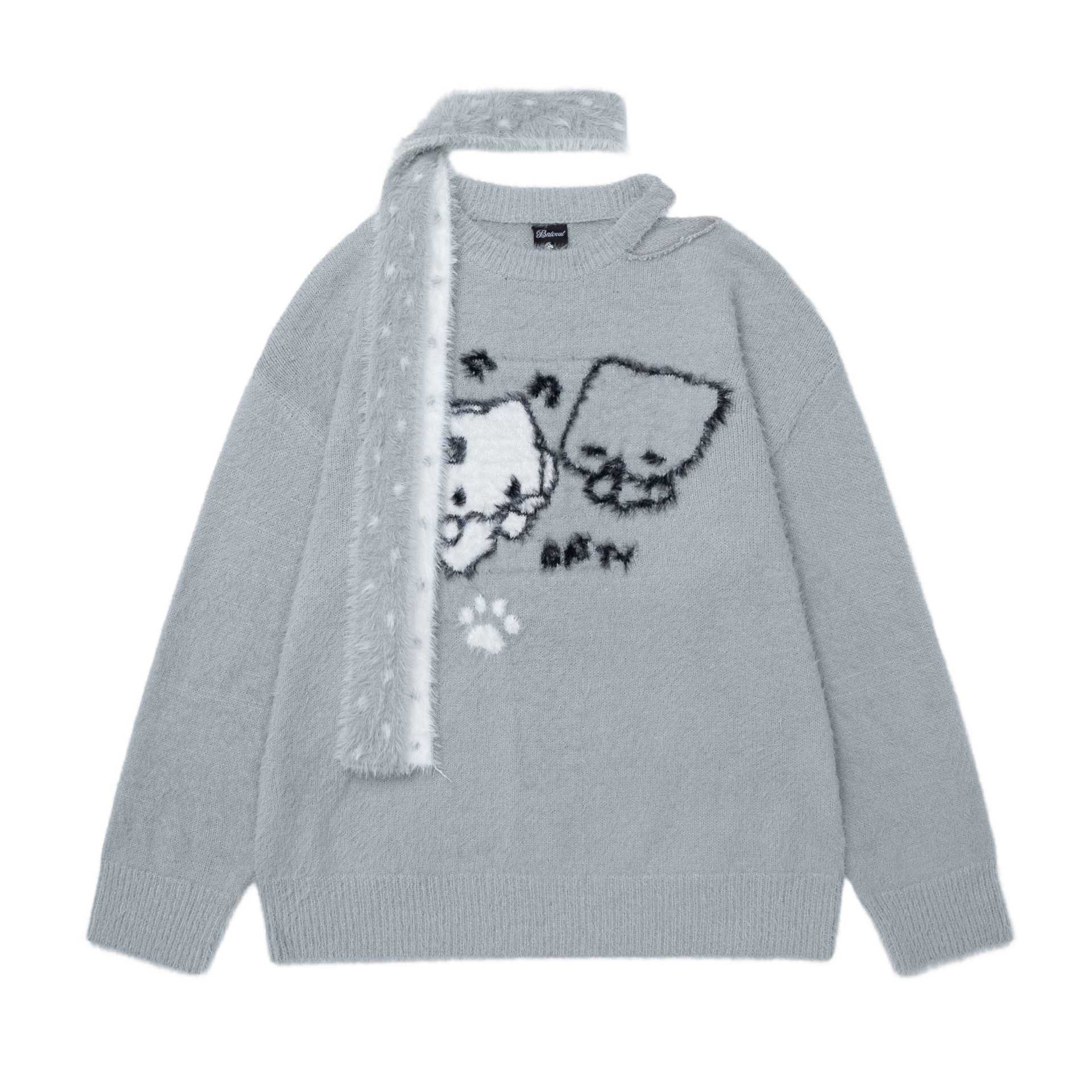 Cat Jacquard Piercing Sweater — image 8
