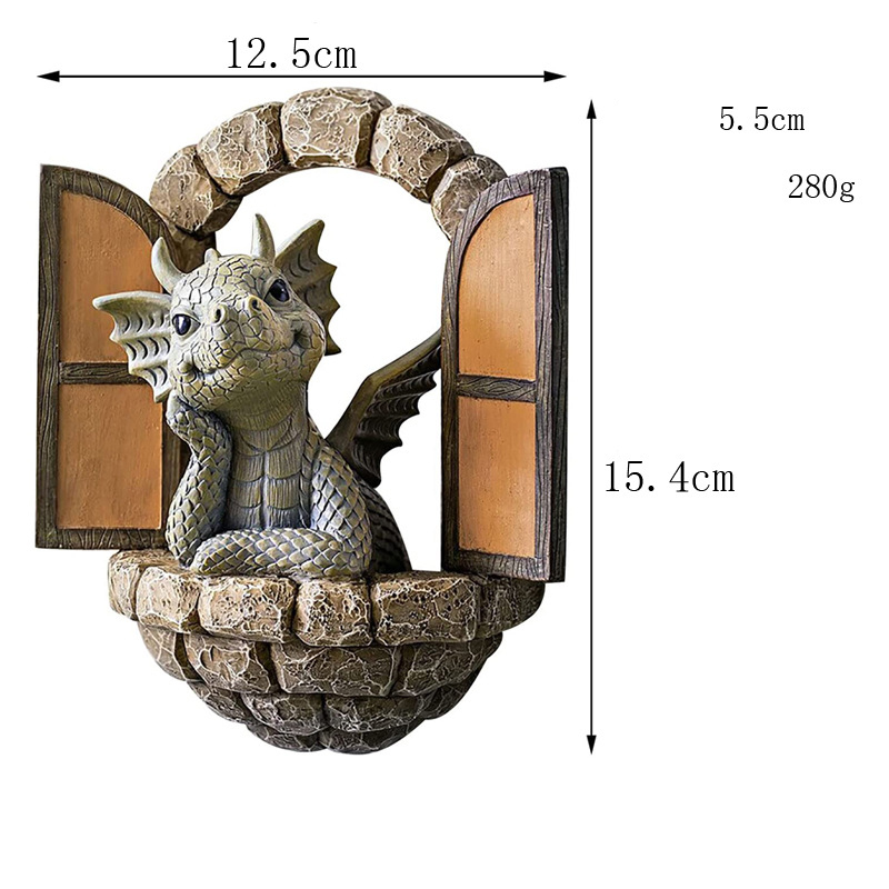 Little Dragon Ornament On The Cute Balcony Dinosaur Door Open Garden Ornament Resin Handicraft Ornament Statue — image 6