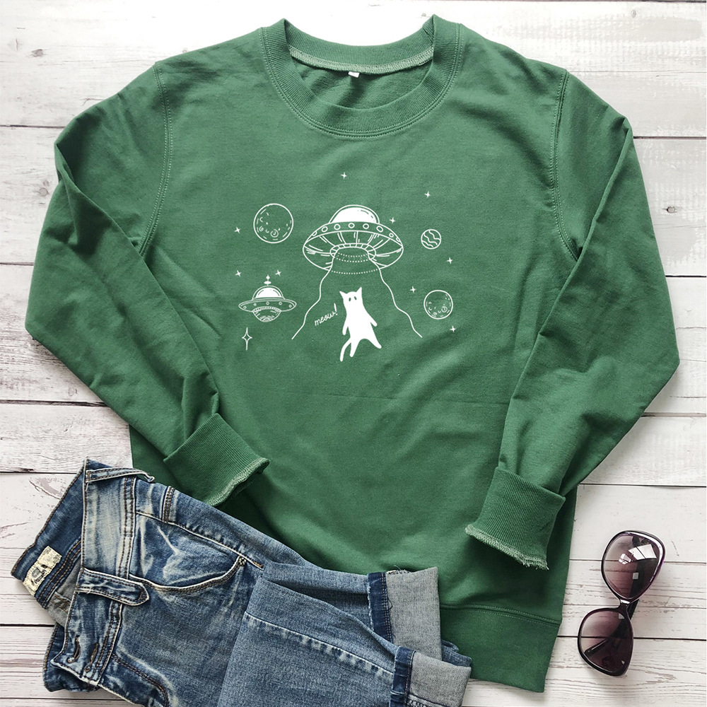 UFO alien spaceship cat print hoodie — image 6