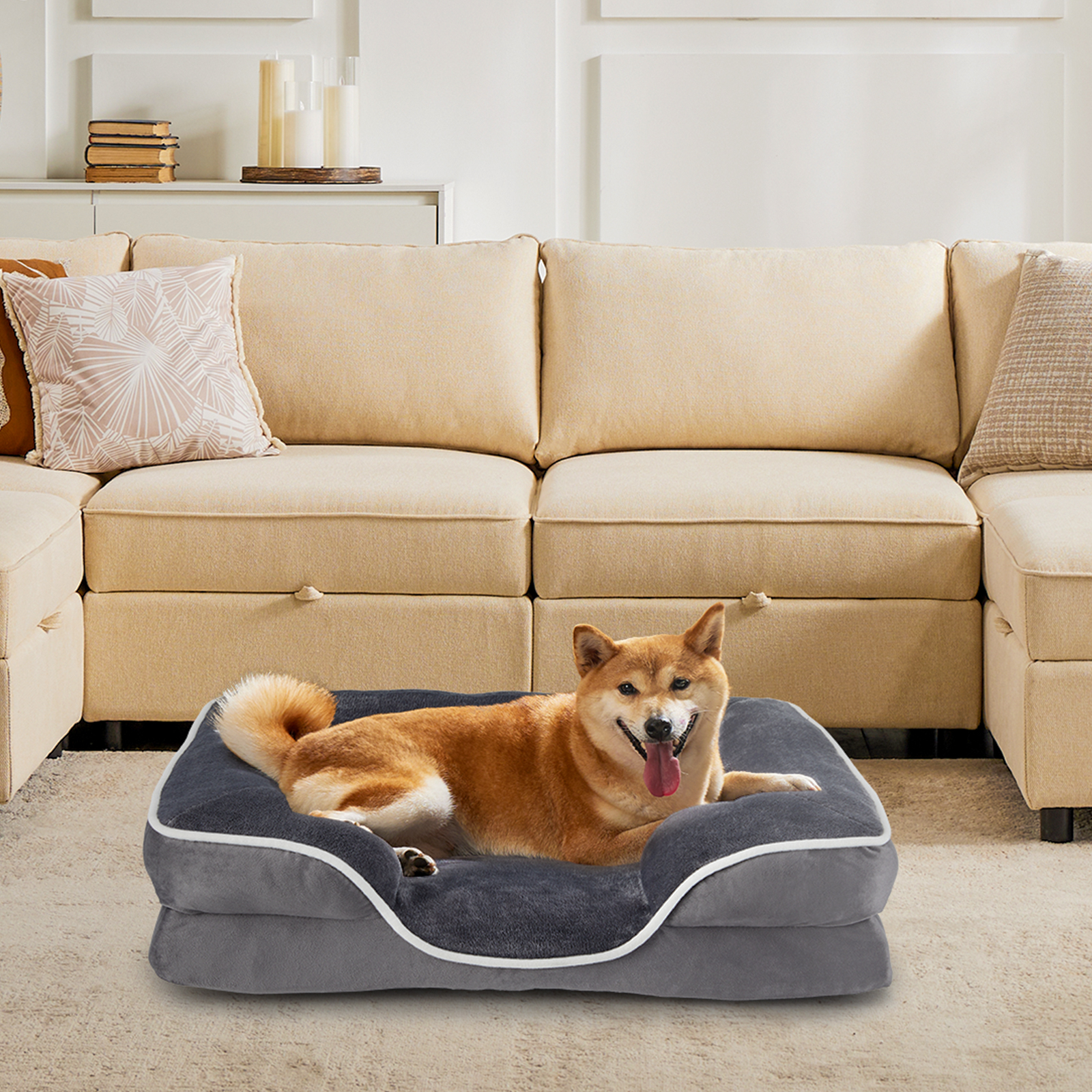 Memory Foam Pet Bed For Small Dogs & Cats With Washable Removable Cover Non-Slip Base Waterproof Liner — image 13