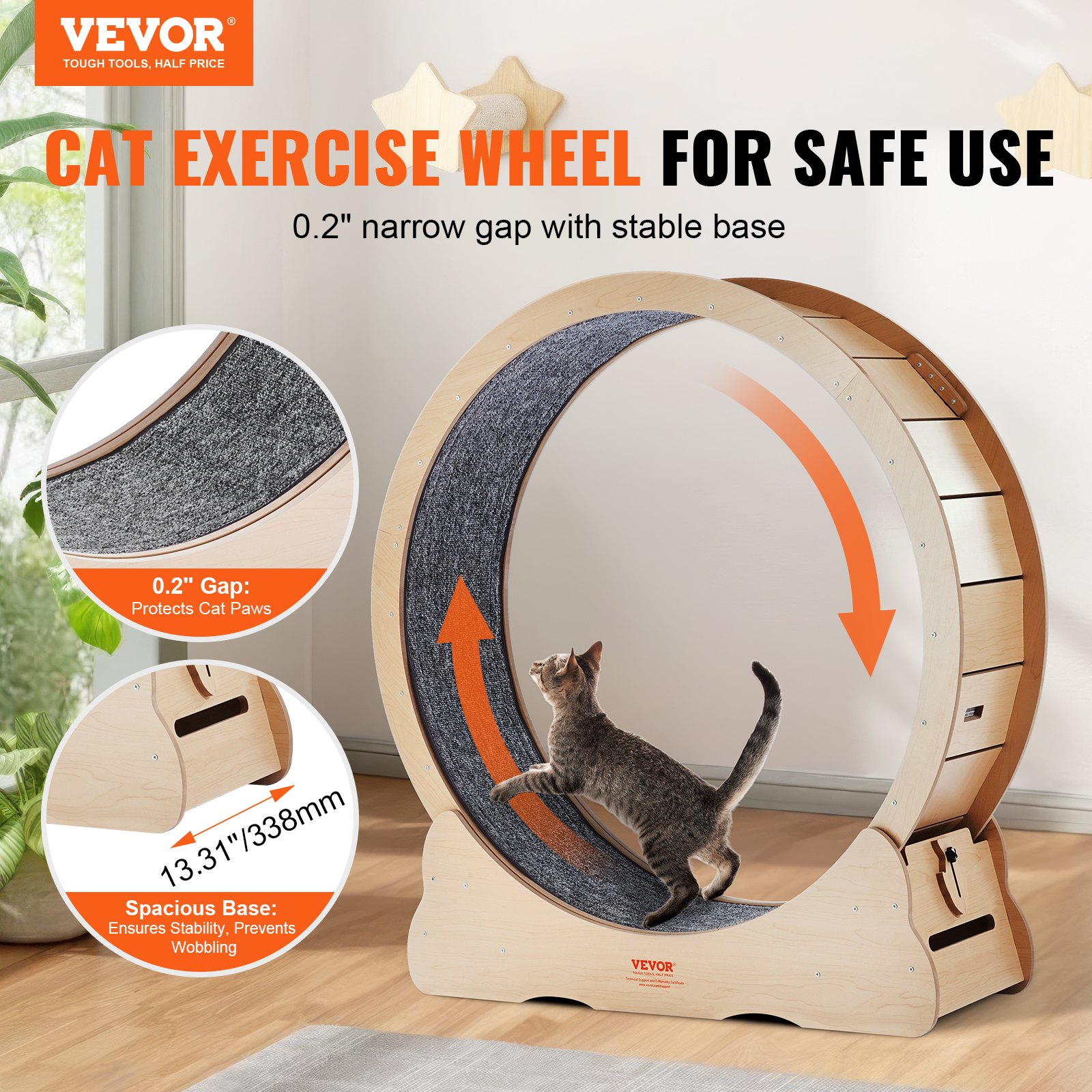 Cat Exercise Wheel 43.3' Large Cat Treadmill Wheel For Indoor Cats Yellow — image 3