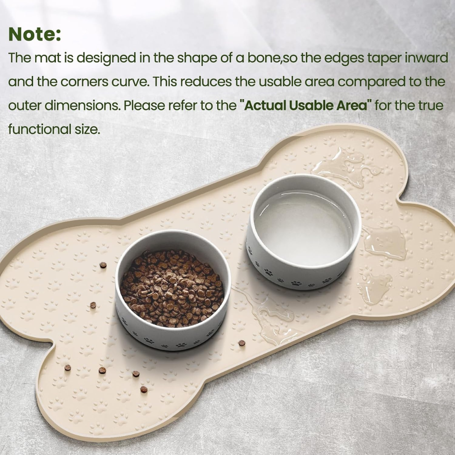 Dog Food Mat Anti Slip Silicone Dog Bowl Mat Thicker Pet Placemat Waterproof Cat Feeder Pad With Raised Edge Puppy Kitten Feeding Mats Suitable Small Medium-Sized Dogs Cats Eating Tray — image 2