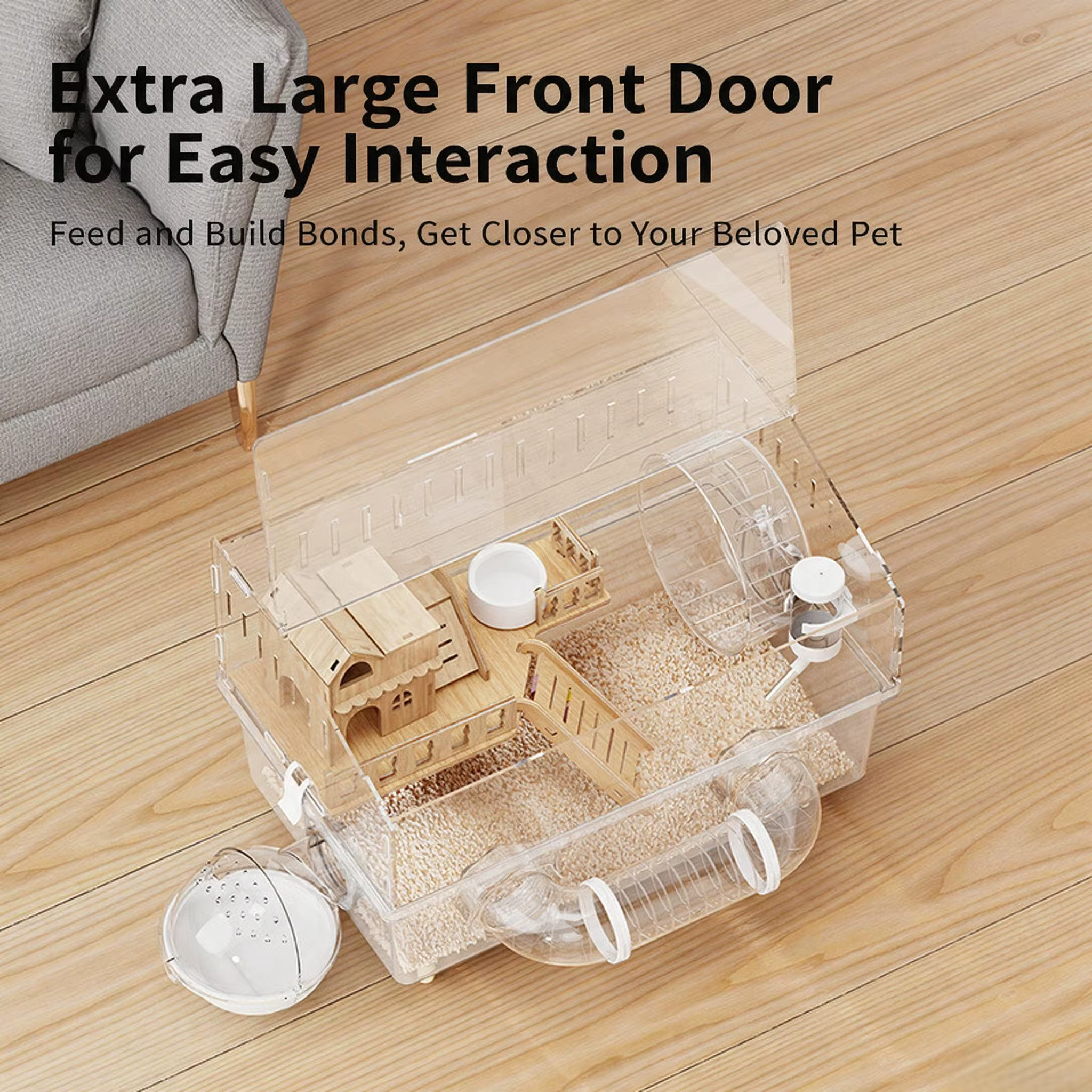 Hamster Cage Acrylic Transparent Spacious Rodent Habitat Cage with Accessories Luxury Villa Pet Supplies for Hamsters, Gerbils — image 4