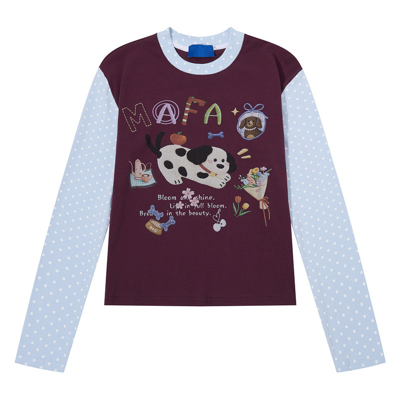 Polka dot shoulder long sleeved shirt dog bone bouquet — image 1