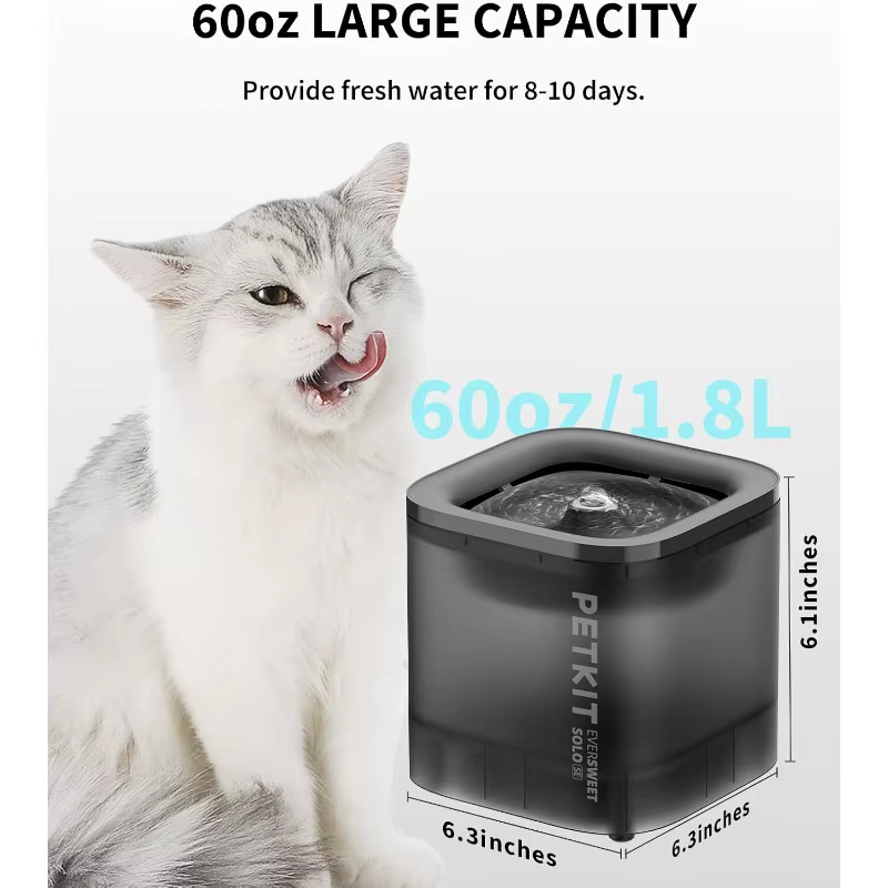 PETKIT Cat Water Fountain with Wireless Pump, Ultra Quiet 65oz/1.85L Pet Water Fountain for Cats and Dogs Inside, Detachable Desig — image 2