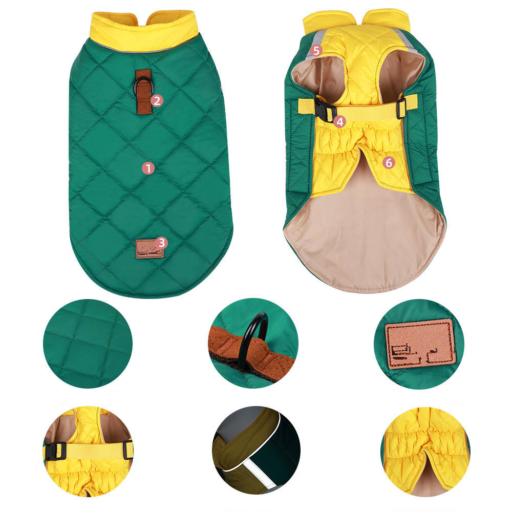 Ropa de Mascotas para Otoño e Invierno Reflectante y Caliente - Ropa de Algodón Pintada con Revestimiento de Espuma para Perros - Suministros para Mascotas — imagen 2