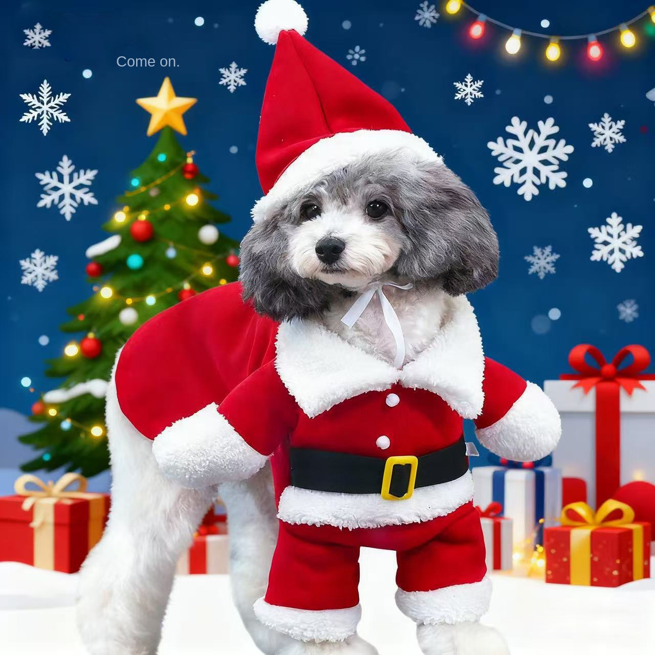 Ropa para mascotas con ropa de peluche para perros pequeños, ropa de invierno y verano con trajes de Papá Noel para gatos y perros — imagen 2